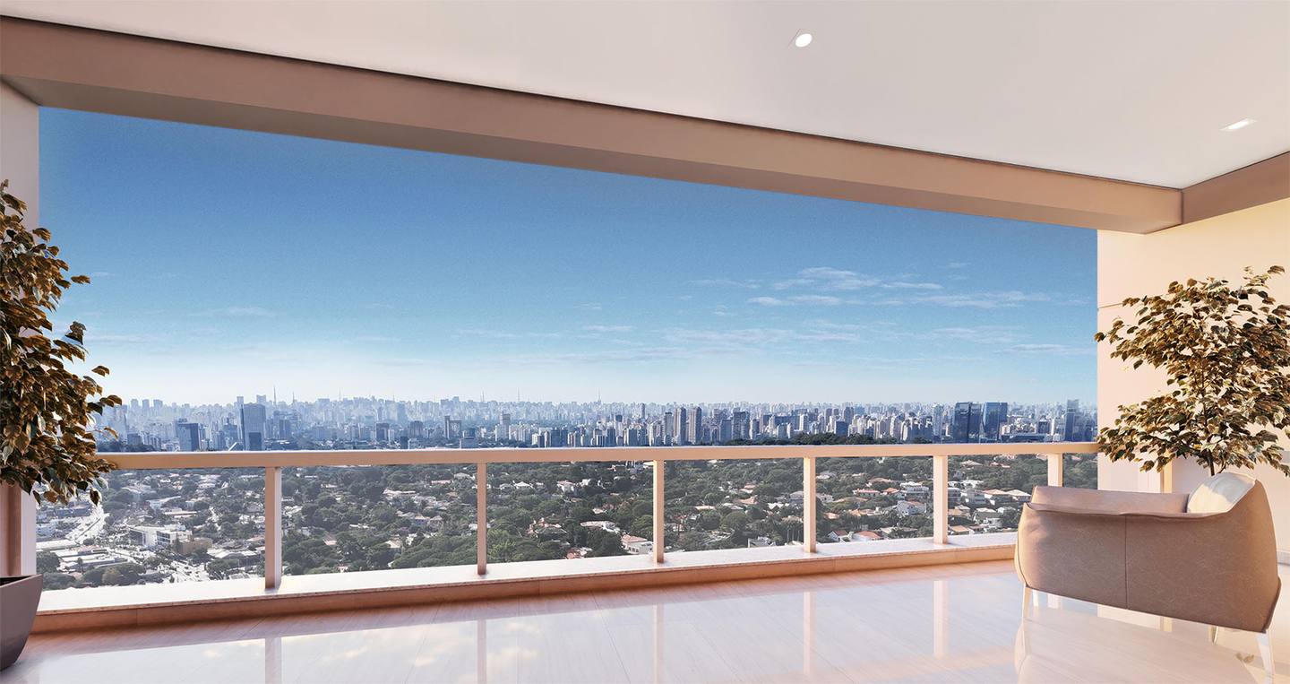 Living do Legacy Guedala com vista para o Jardim Guedala